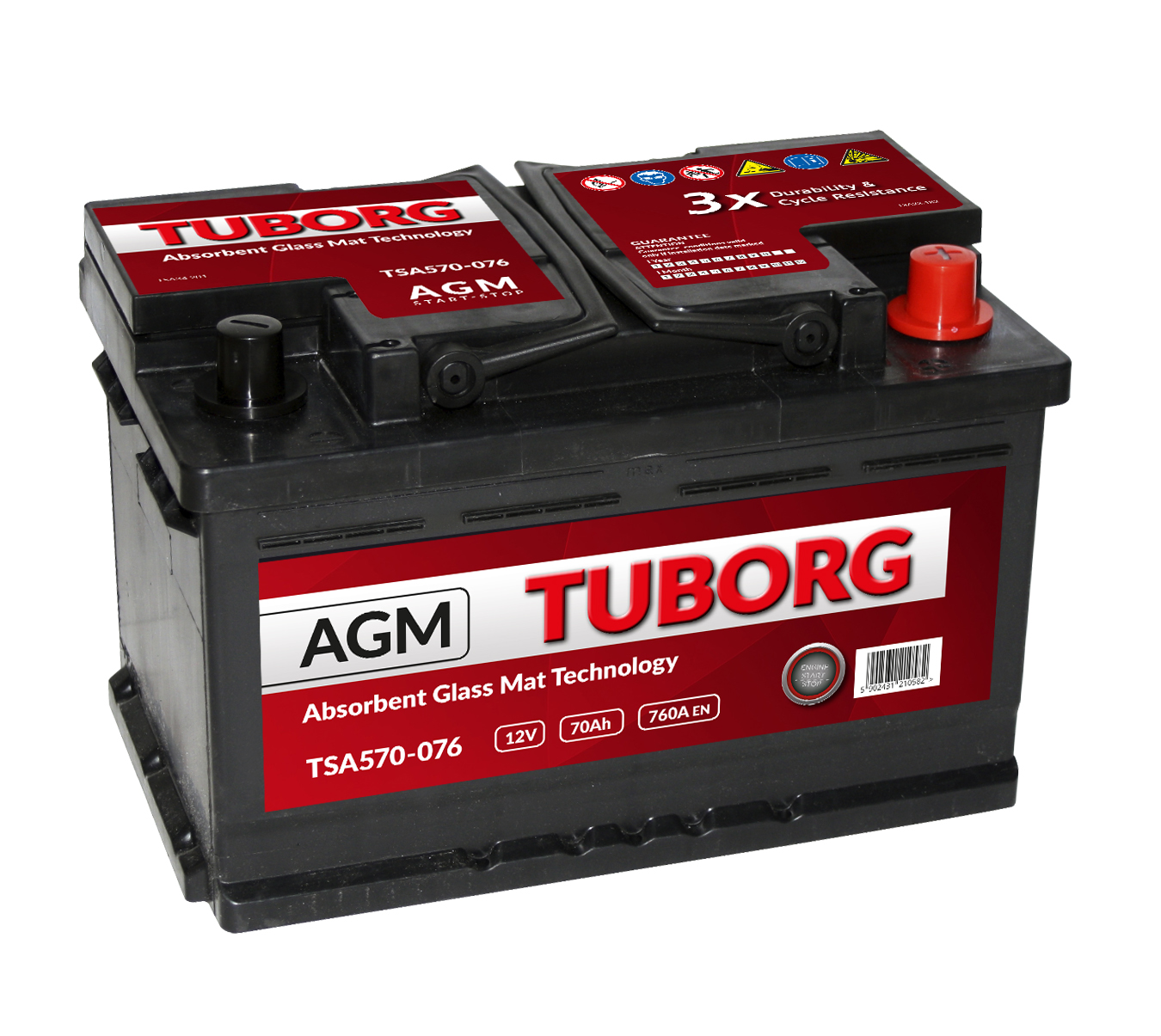 Akumulator Tuborg AGM 12V 70Ah 760A ZAMIENNIK VARTA BOSCH TSA570 076 Za