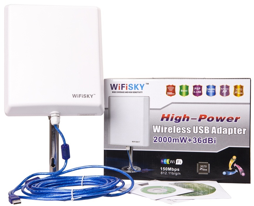 Aktivní Anténa WiFi Sky 5 m Usb 10 km Nejsilnější