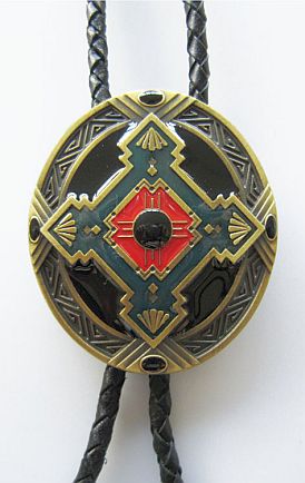 Bolo kravata country western Motiv indián Western pletenina přírodní kůže