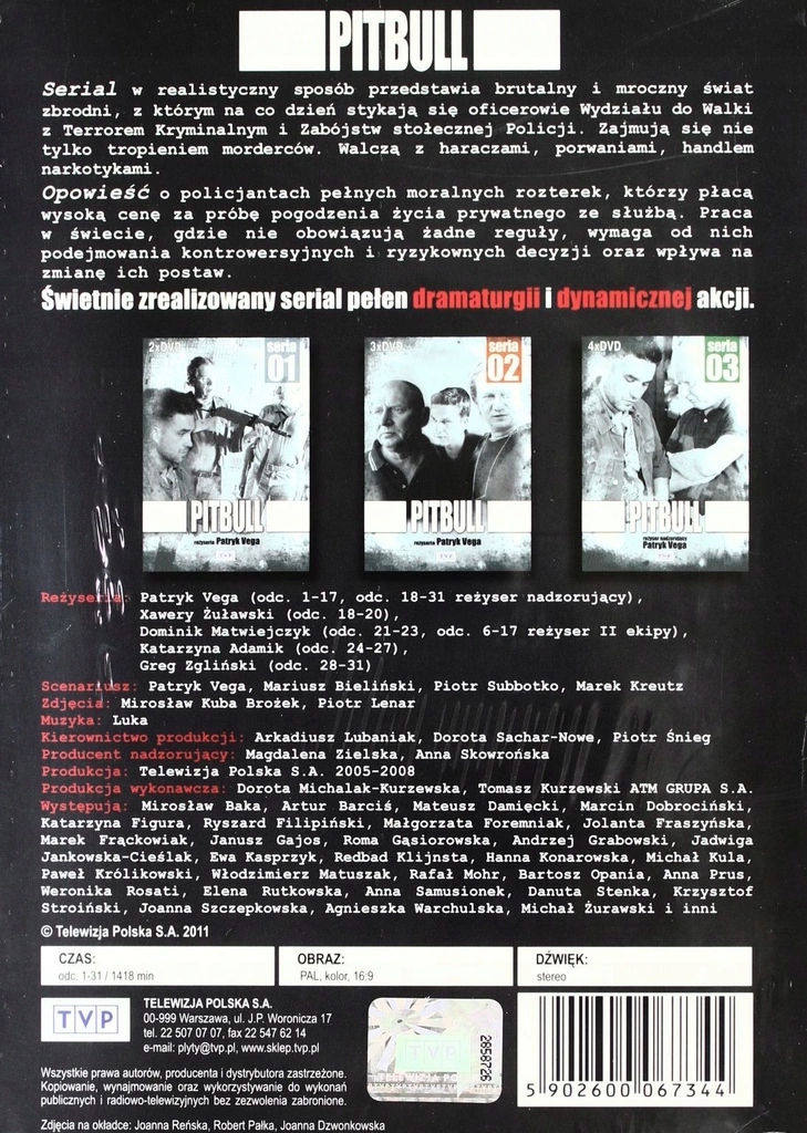 PITBULL Sezony 1-3 BOX 9DVD FOLIA Gatunek seriale