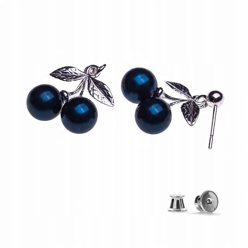 

Srebrne Kolczyki wisienki z perłami Swarovski 8mm