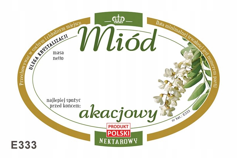 

Etykiety na Miód Akacjowy (100szt) wzór E333