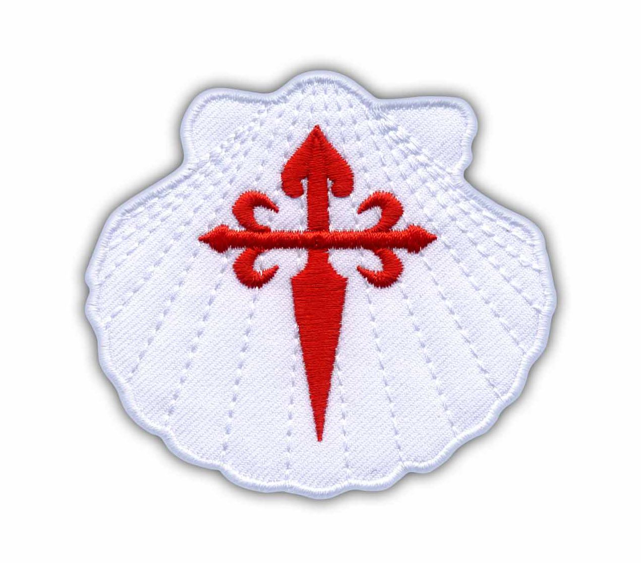 Nášivka biela MUŠLE a kríž - symbol sv. Jakuba