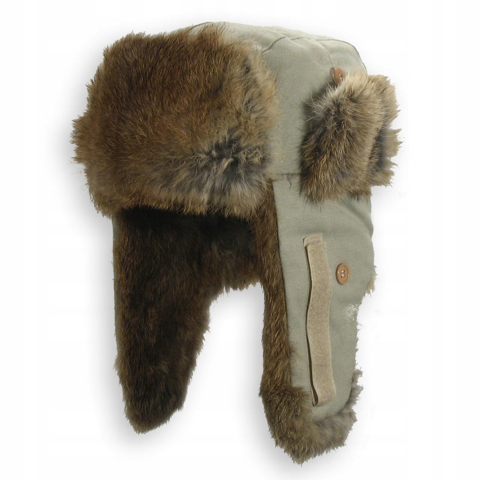 

W44D Zimowa Czapka Uszatka Z Futrem Królika R.56