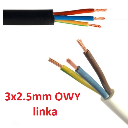 

Przewód Kabel Sieciowy Prądowy 3x2,5mm Owy Guma