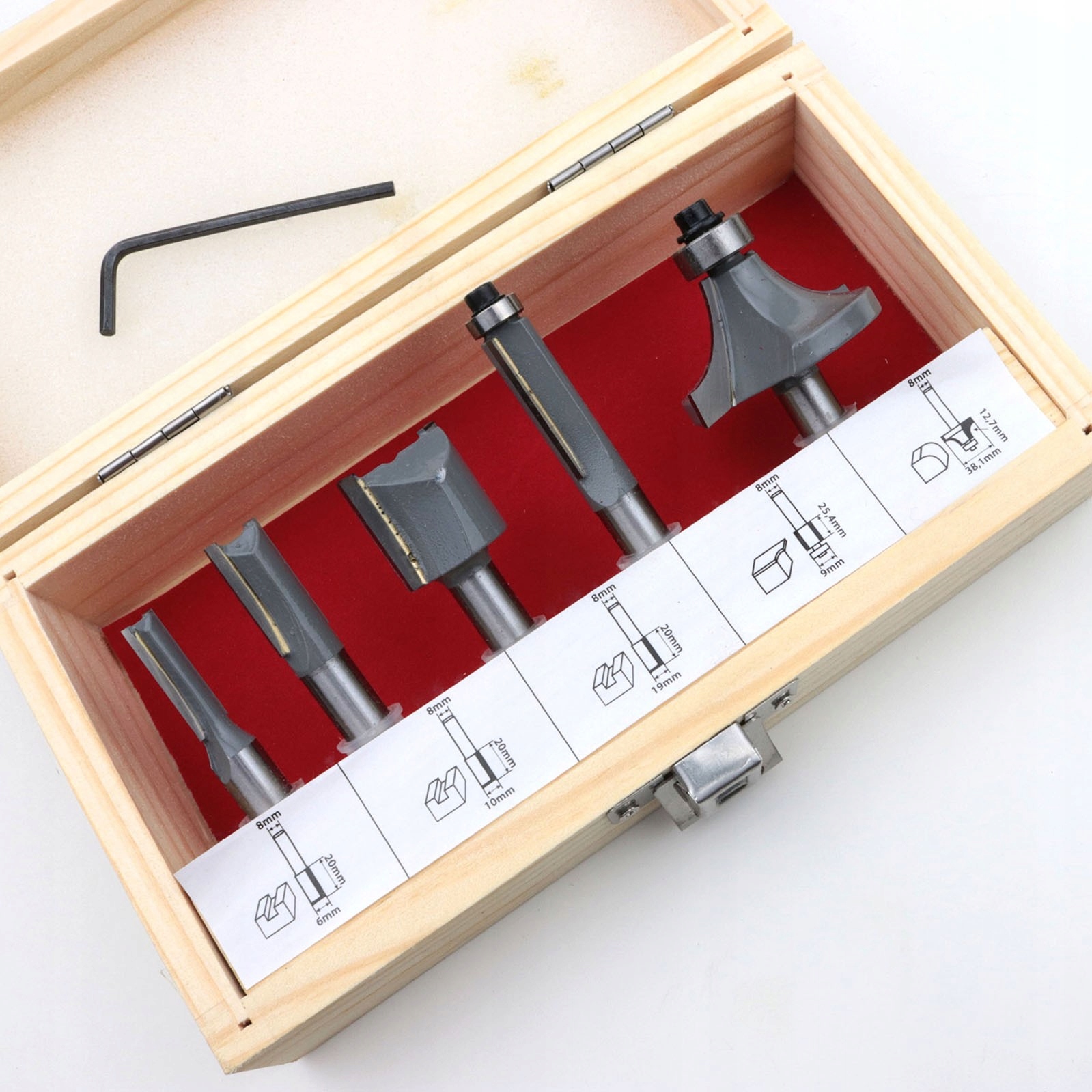 

Zestaw frezów kształtowych 5szt, trzpień 8 mm