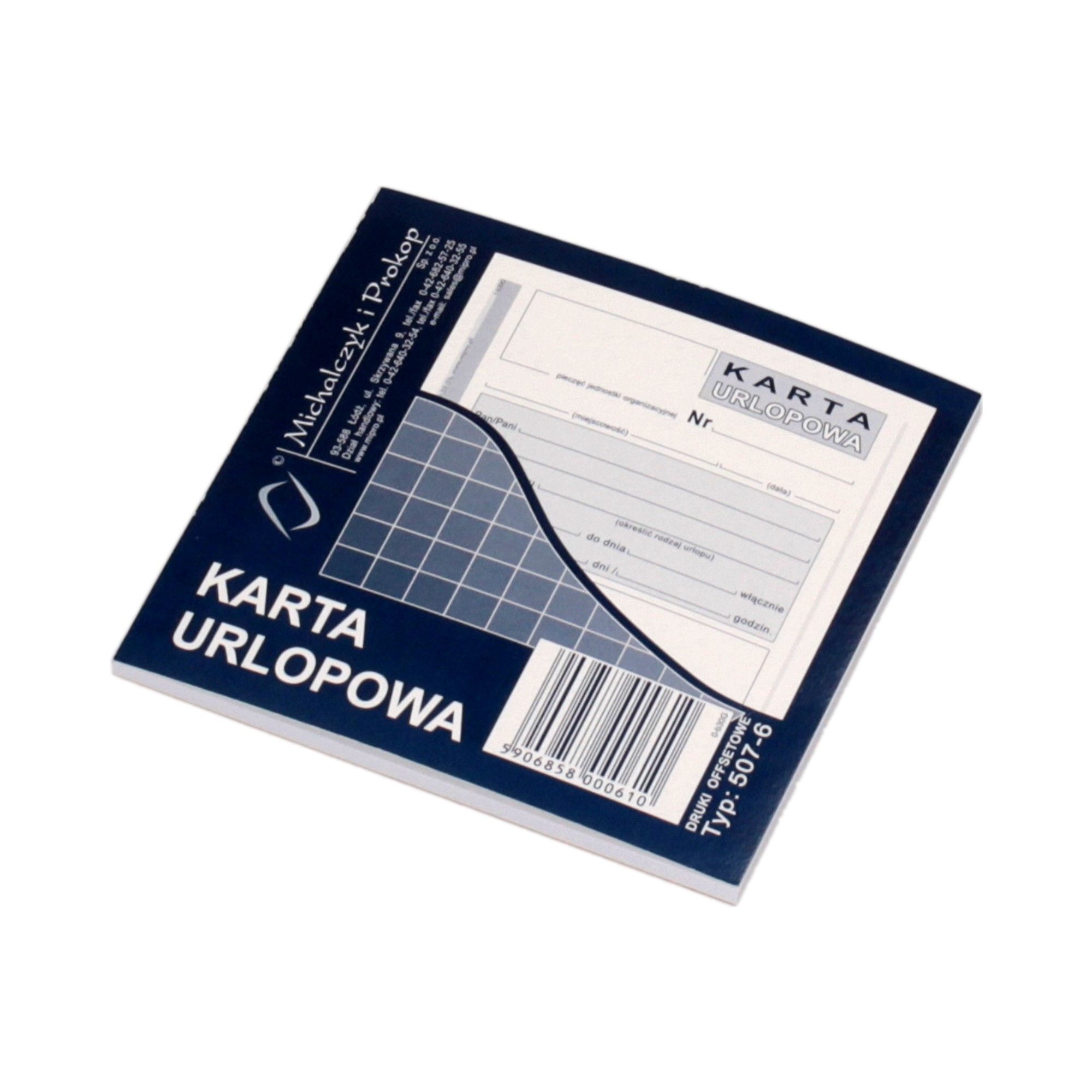 

Karta urlopowa 2/3A6 Mp 507-6
