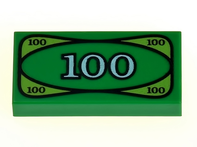 

Lego Płytka nadruk banknot 100$ 3069bpx7 zielony