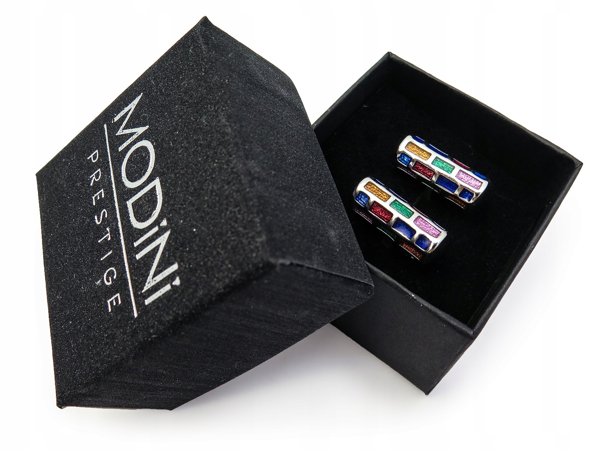 Spinki do mankietów koszuli kolorowe cegiełki U160 Materiał stal