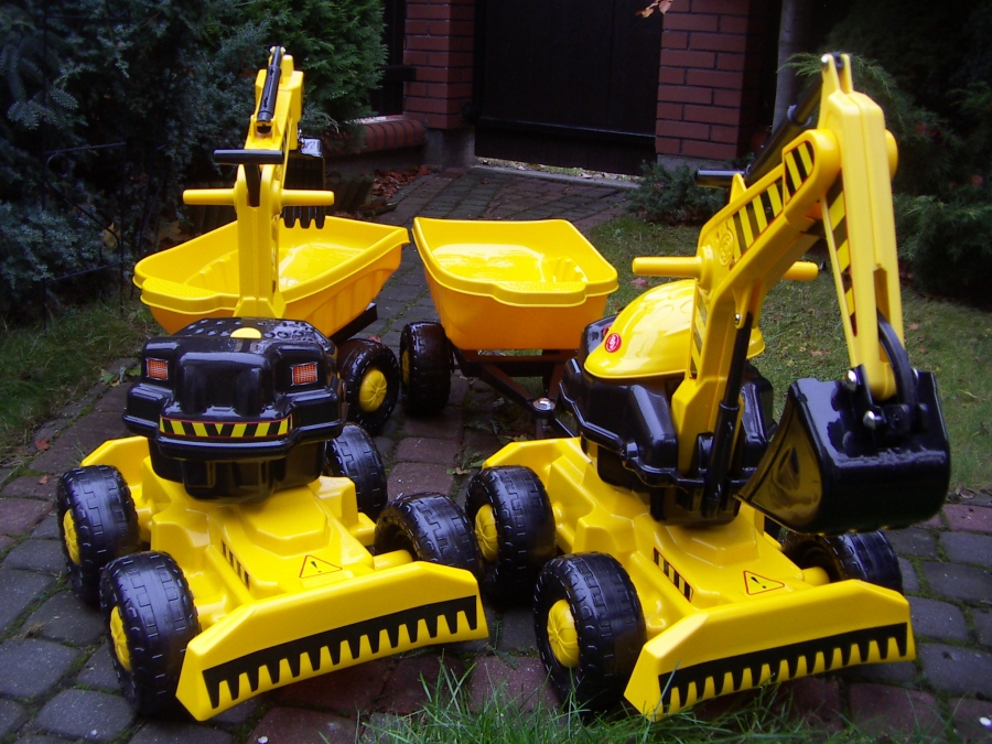 WIELKIE KOPARKI +PRZYCZEPKA +KASK +PAS NARZĘDZIOWY Marka BJ Plastik