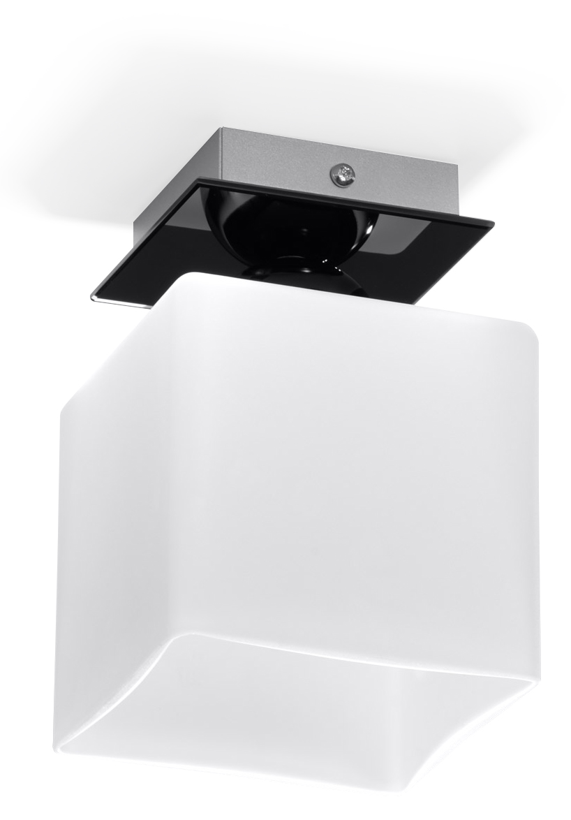 

Plafon Piazza 1 biała kostka lampa czarna Sollux