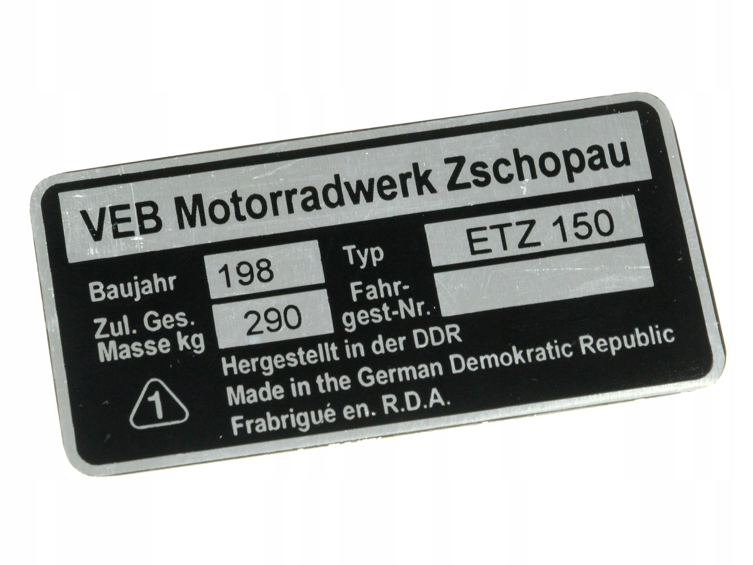 

Tabliczka Znamionowa Niemcy Mz Etz 150