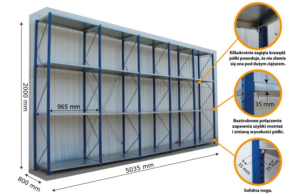 Regal magazynowy M4 Metalowy 20 polek HIT Producent code Regal polkowy M4