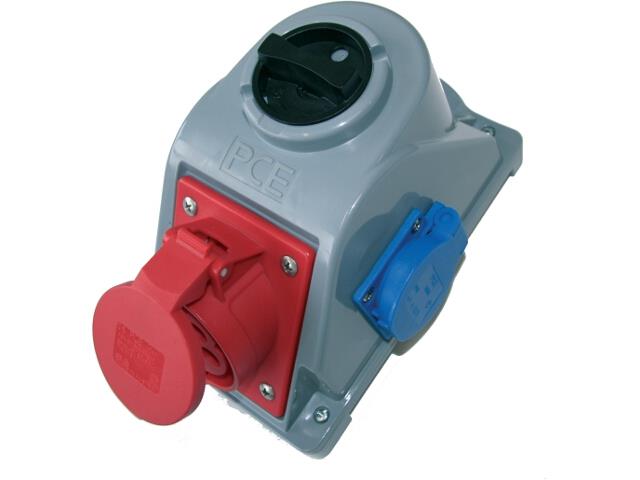 Zásuvka s vypínačem „combo-pol“ IP44 32A 400V 3P+Z+N 230V vypnuto 0-1