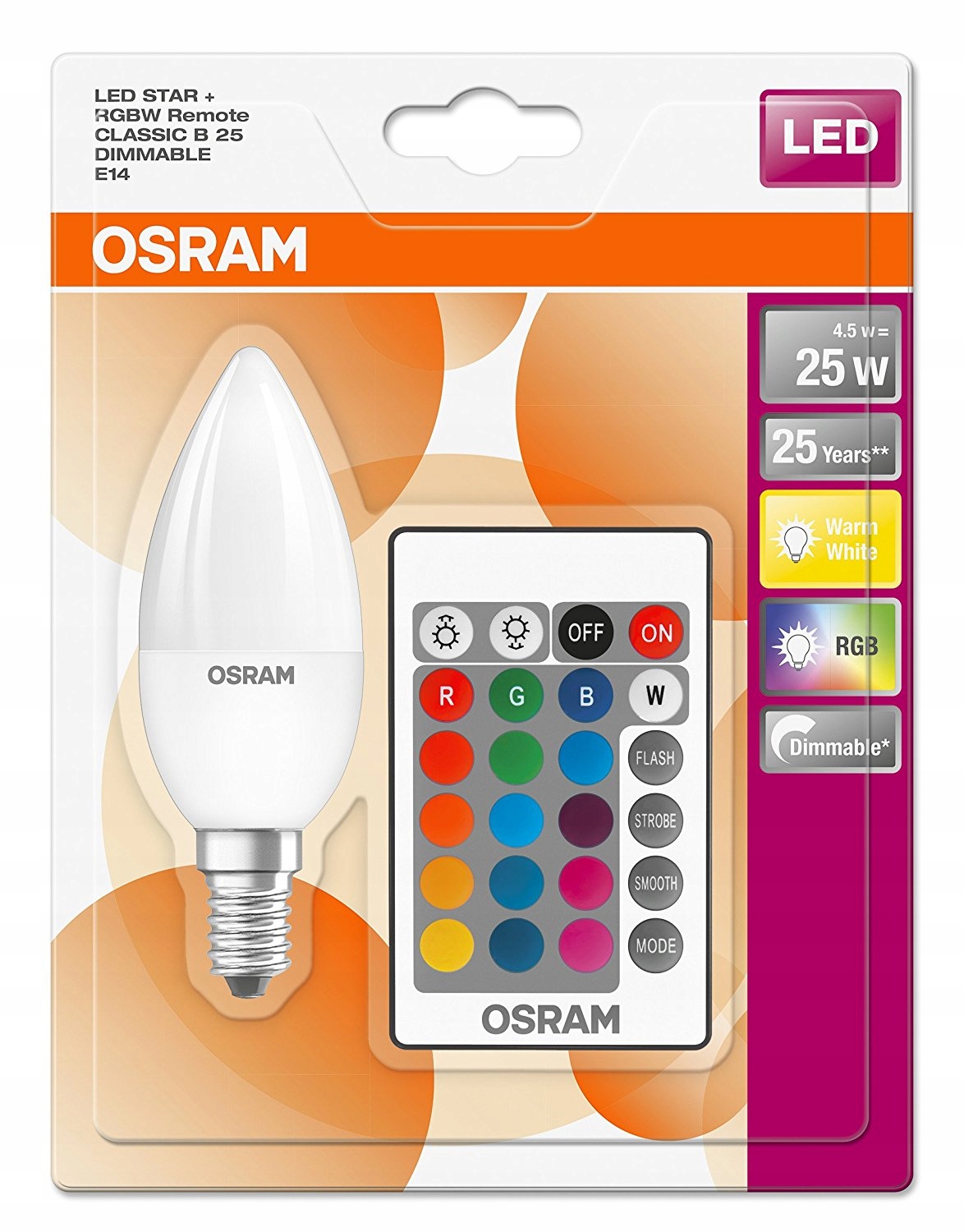 

Osram Led Star Żarówka Rgb + Pilot 4,5W =25W E14