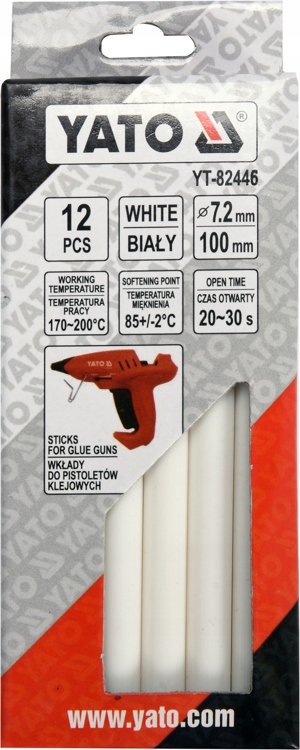 KLEJ TERMOTOPLIWY NA GORĄCO BIAŁY 12SZT 7,2 WKŁADY Długość 100 mm