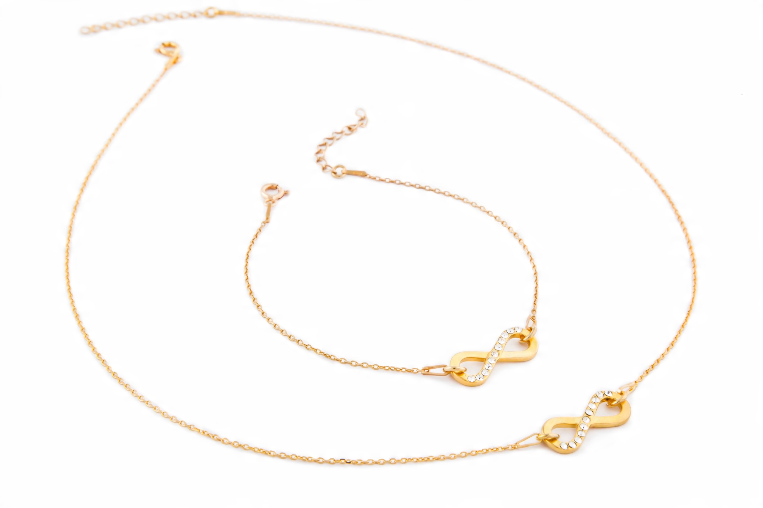 

Złoty Komplet Infinity nieskończoność Swarovski