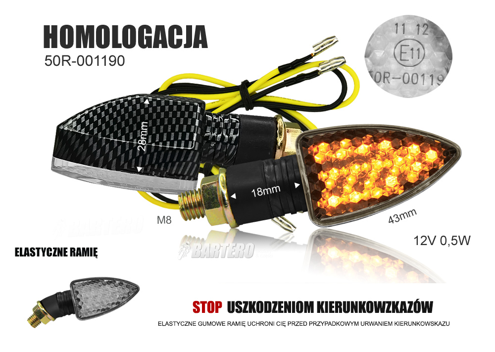KIERUNKOWSKAZY KIERUNKI LED STRZAŁKA HOMOLOGACJA Producent Moretti