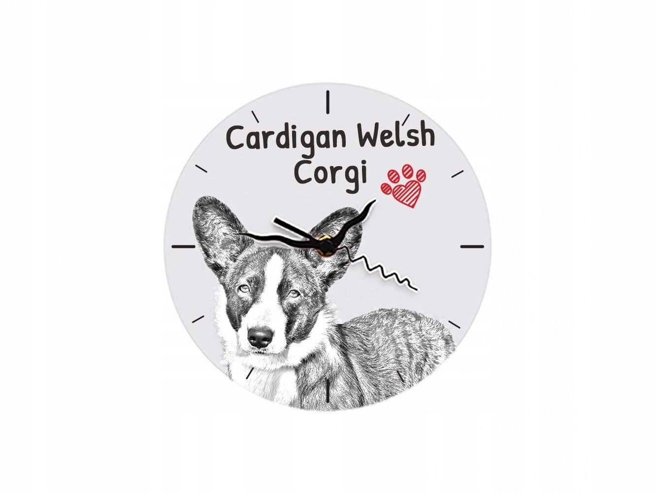 Welsh Corgi Cardigan Stojace hodiny s grafikou, MDF