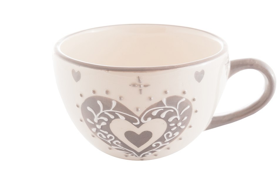 

Kubek Duży Jumbo Ceramiczny Serce Szare Kubas