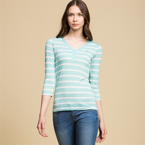 

Bluzka Damska Lacoste TF0511 Paski Miętowa S