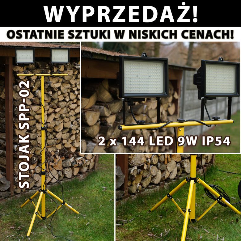 Halogenová Led lampa na stativovém stojanu 2x9W
