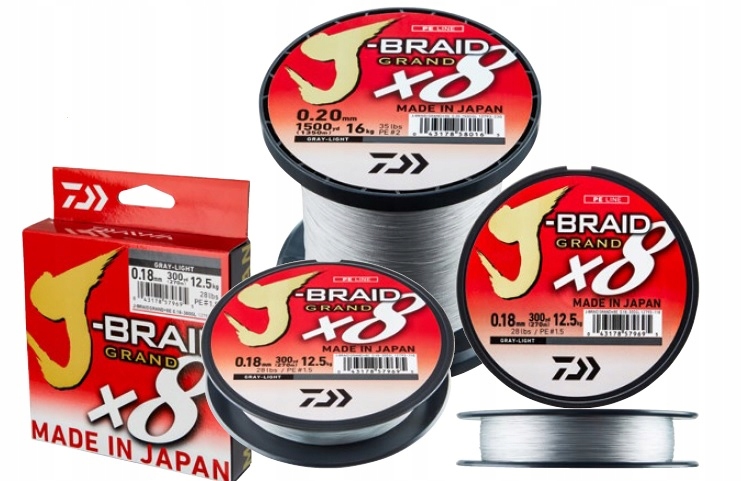 

Daiwa J-Braid Grand X8 Jasno Szara 0,22mm Na Metry