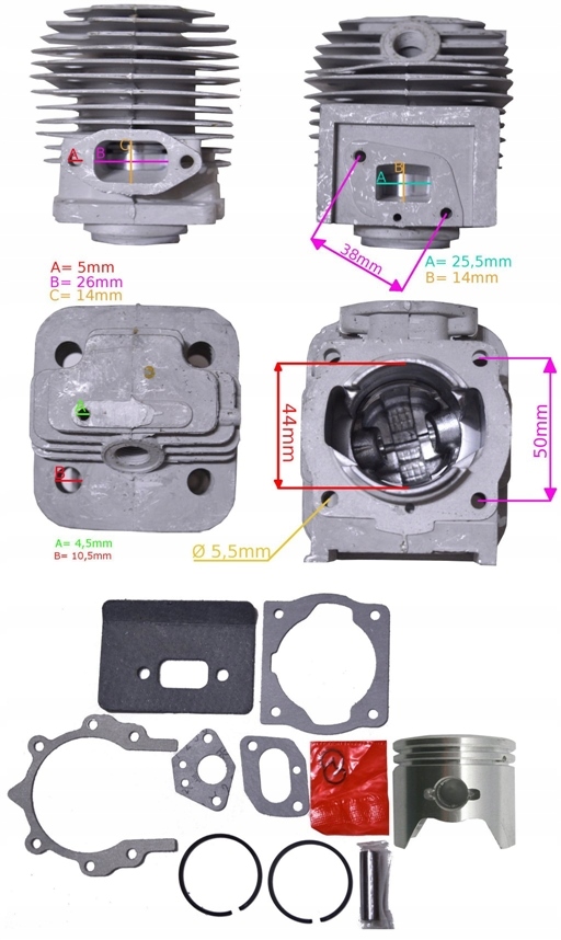CYLINDER KOMPLETNY KOSY 44MM NAC BP520-30KA-T Typ cylinder