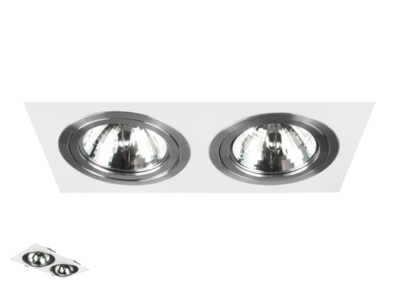 Dvojité Pohyblivé Svítidlo 2 X AR111 QR111 Bílá Alu