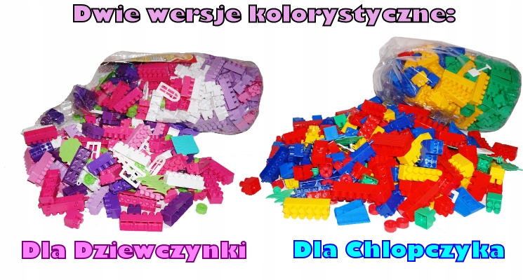Klocki 630 Elem/CHŁOPIEC/DZIEWCZYNKA MEGA WOREK!! Bohater brak