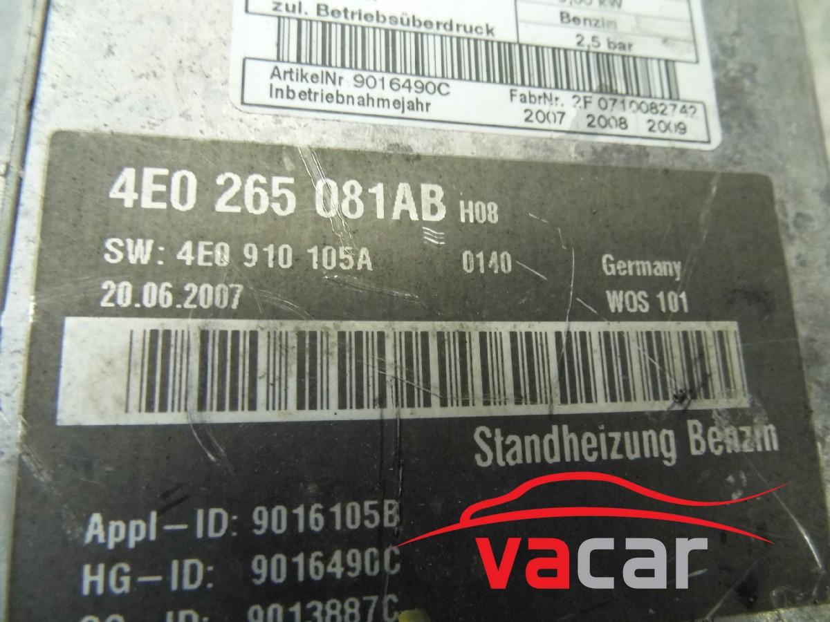 4e0265081ab WEBASTO OGRZEWANIE AUDI A8 D3 БЕНЗИН Качество запчасти ( в соответствии с GVO ) O - оригинал с логотип producenta pojazdu ( OE ) foto 3