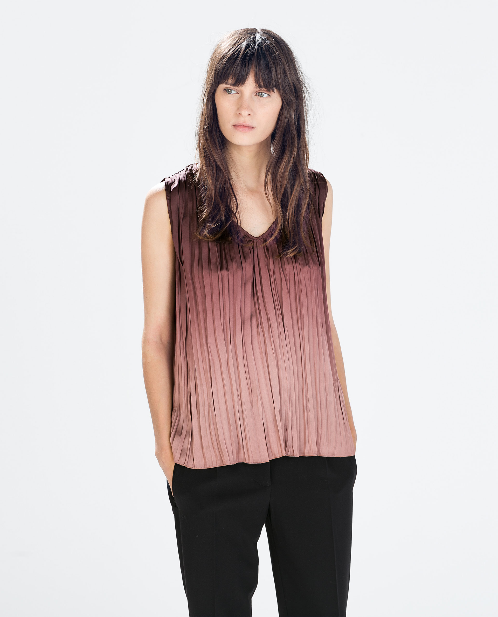 

Zara Basic Bluzka Plisowana Ombre Cieniowana S
