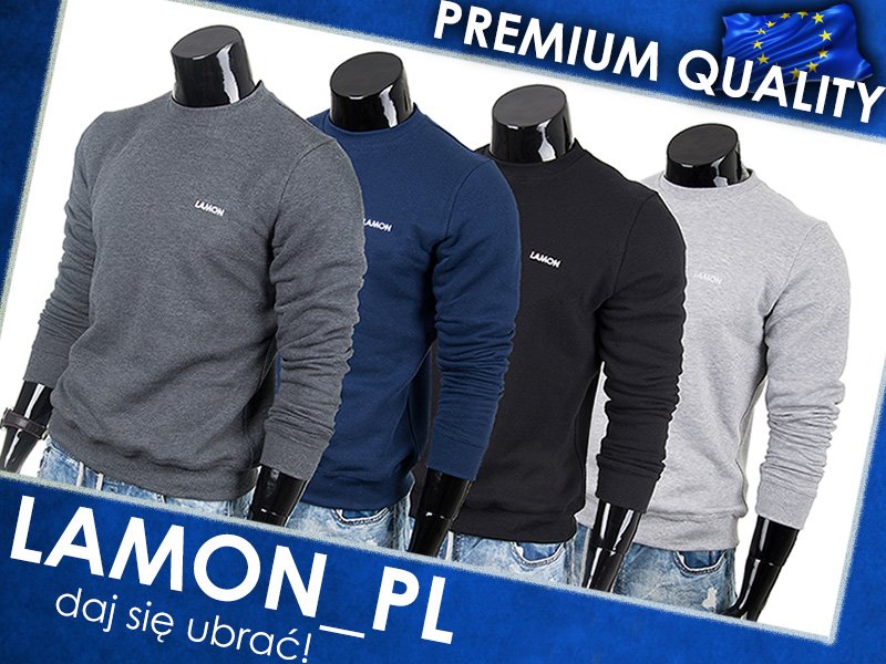 

Czarna szara bluza męska bez kaptura Lamon - XL -