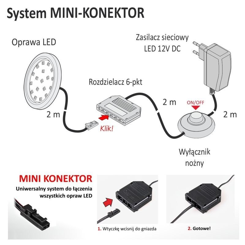 OPRAWA LED orbit czarna 1.5W 12VDC ciepła Napięcie (V) 12V DC