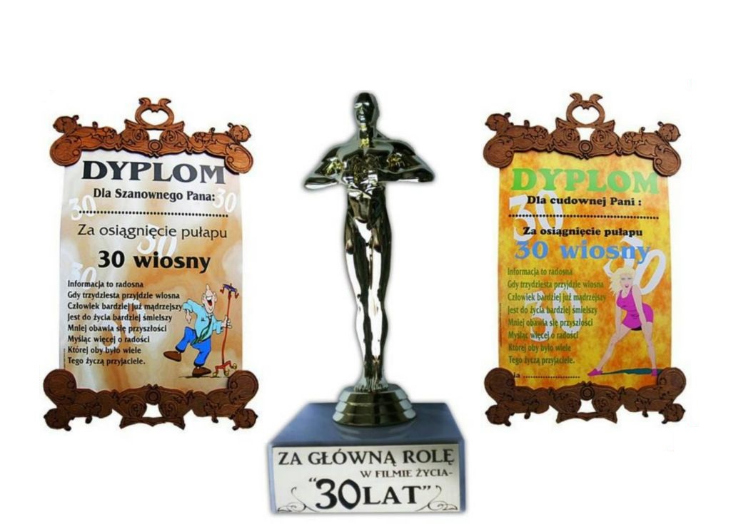 

Statuetka Urodzinowa Dla 30 Latka Latki +dyplom 30