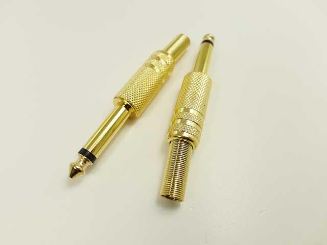 

wtyk duży jack 6,3mm mono na kabel złoty