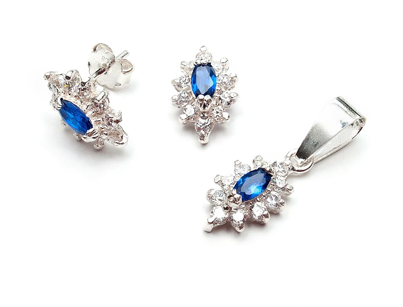 

****** Śliczny Srebrny Komplet Z Szafirami ******