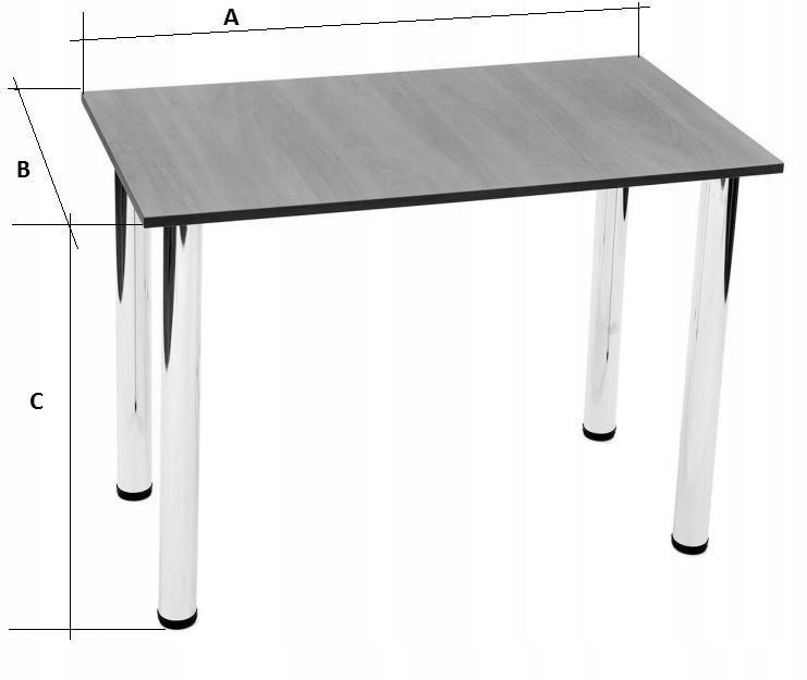 STÓŁ prostokątny 80x55 dąb sonoma nogi chrom 71cm Kształt blatu prostokątny