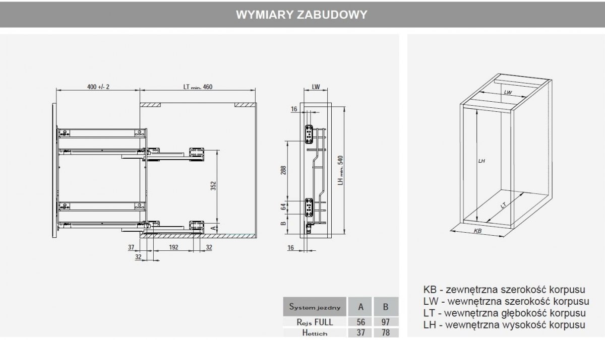 REJS cargo variant multi P 150/2 srebrne Głębokość mebla 46 cm