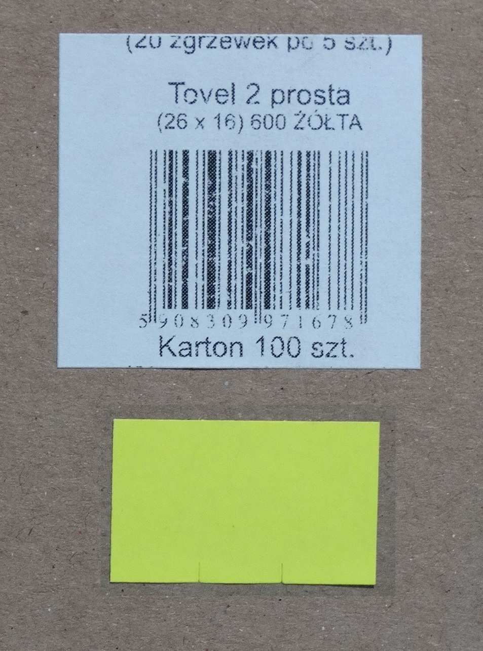 

Metki etykiety dwurzędowe 26x16 Proste Żółte