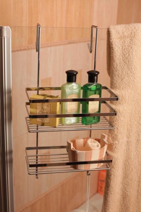 PÓŁKA ŁAZIENKOWA ZAWIESZANA NA KABINĘ BEZ WIERCENI Długość 123 mm