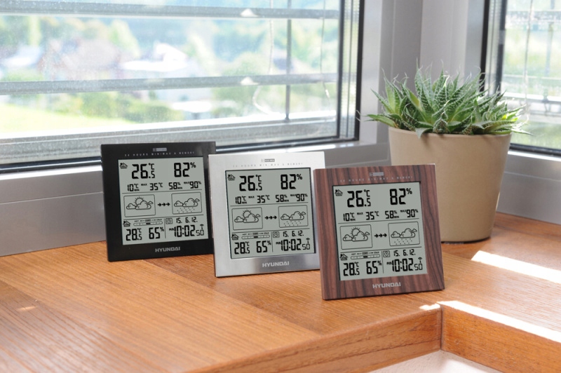 STACJA POGODOWA METEO DCF HIGROMETR HYUNDAI 2244 B Kolor czarny