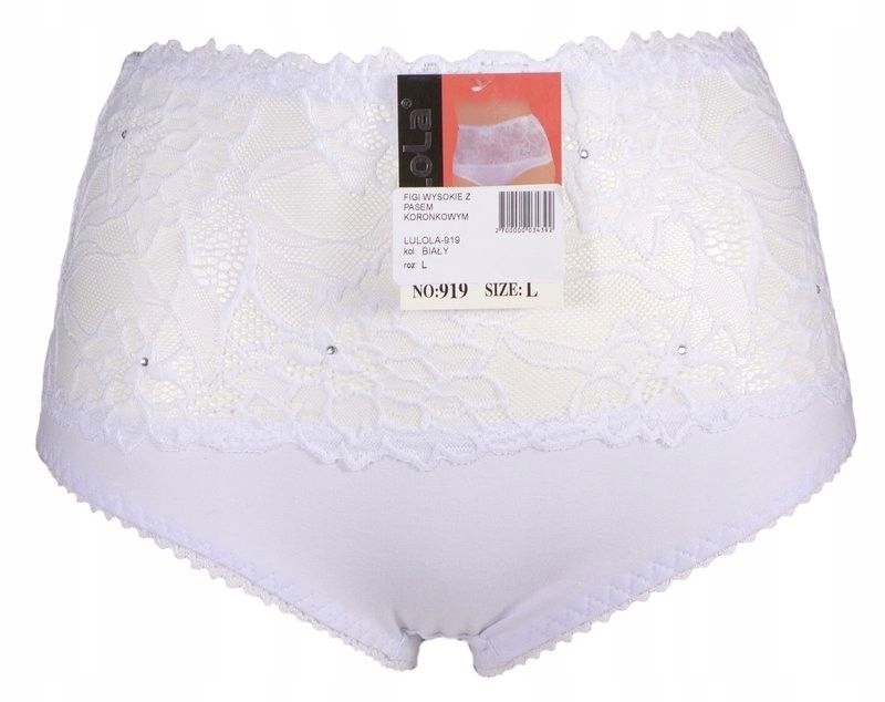 

Figi Wysokie Z Pasem Koronkowym biały 2XL
