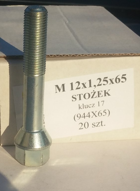 

Śruba 12x1,25x65 stożek klucz 17 Fiat Peugeot