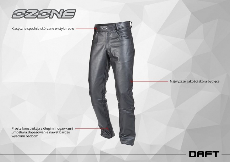 Spodnie skórzane Ozone DAFT klasyczne (L) Rozmiar L