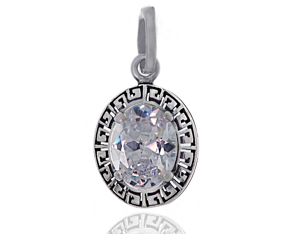 

Wisiorek Srebrny Grecki Duża Cyrkonia 10mm pr. 925