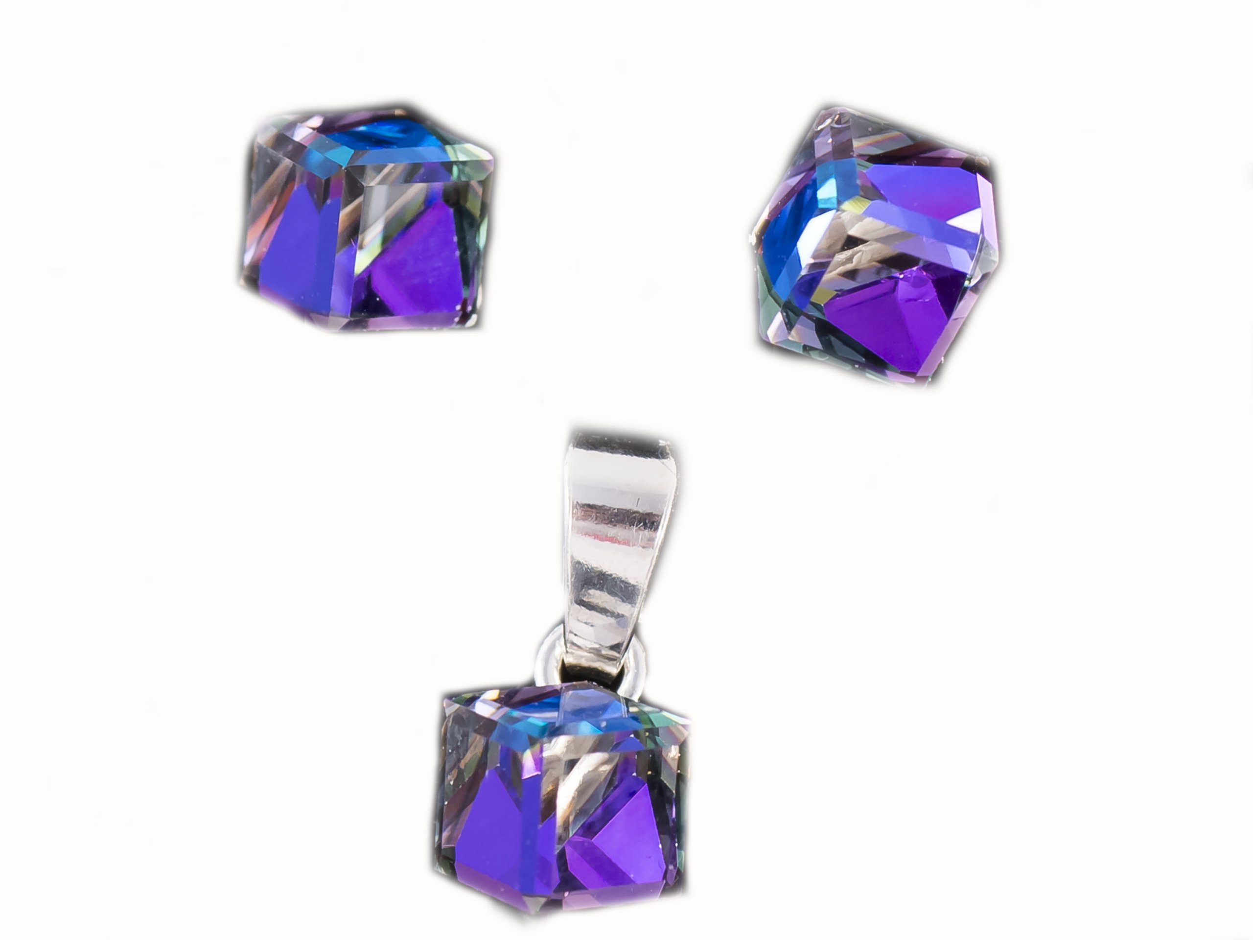

Swarovski Cube 6mm Komplet Srebro 925 kostka 8kol.