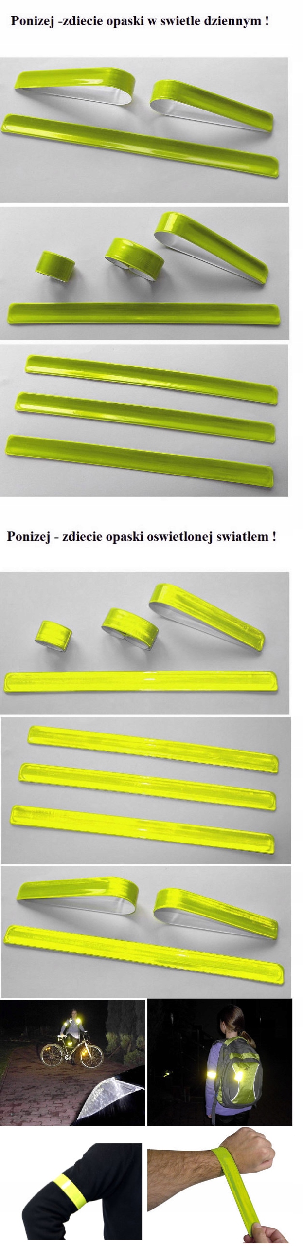 OPASKA ODBLASKOWA OSTRZEGAWCZA 30/40 CM ŻÓŁTA ELASTYCZNA Kod producenta 652217853216