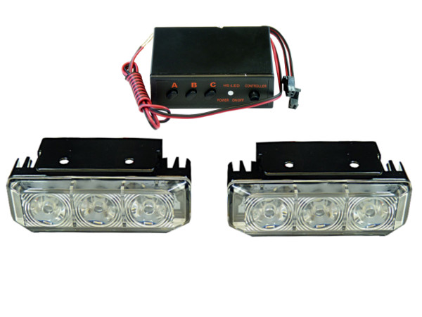 RSLED 2 x Lampa 3 LED mocy 11 cm 12/24v Y + sterownik abc do LED - 12V 24V мощность светодиодной вспышки света предупреждение комплект