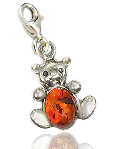 

Miś - Zawieszka - Charms - Srebro -bursztyn